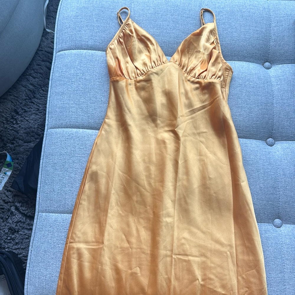 Yellow satin dress